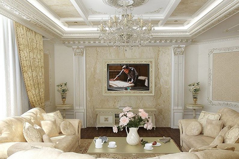 Лепнина из полиуретана в гостиной